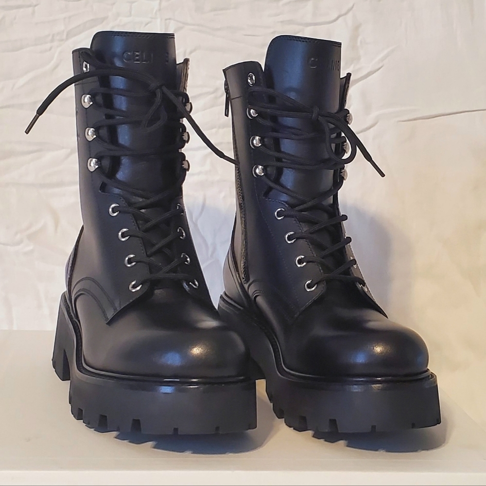 CELINE Lace-Up Combat Platform Boots – Black – Size 10B – NWT – Retail $1,450